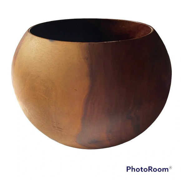 Vintage handmade Hawaiian milo tree wood hand turned bowl signed 1987 - Picture 2 of 8